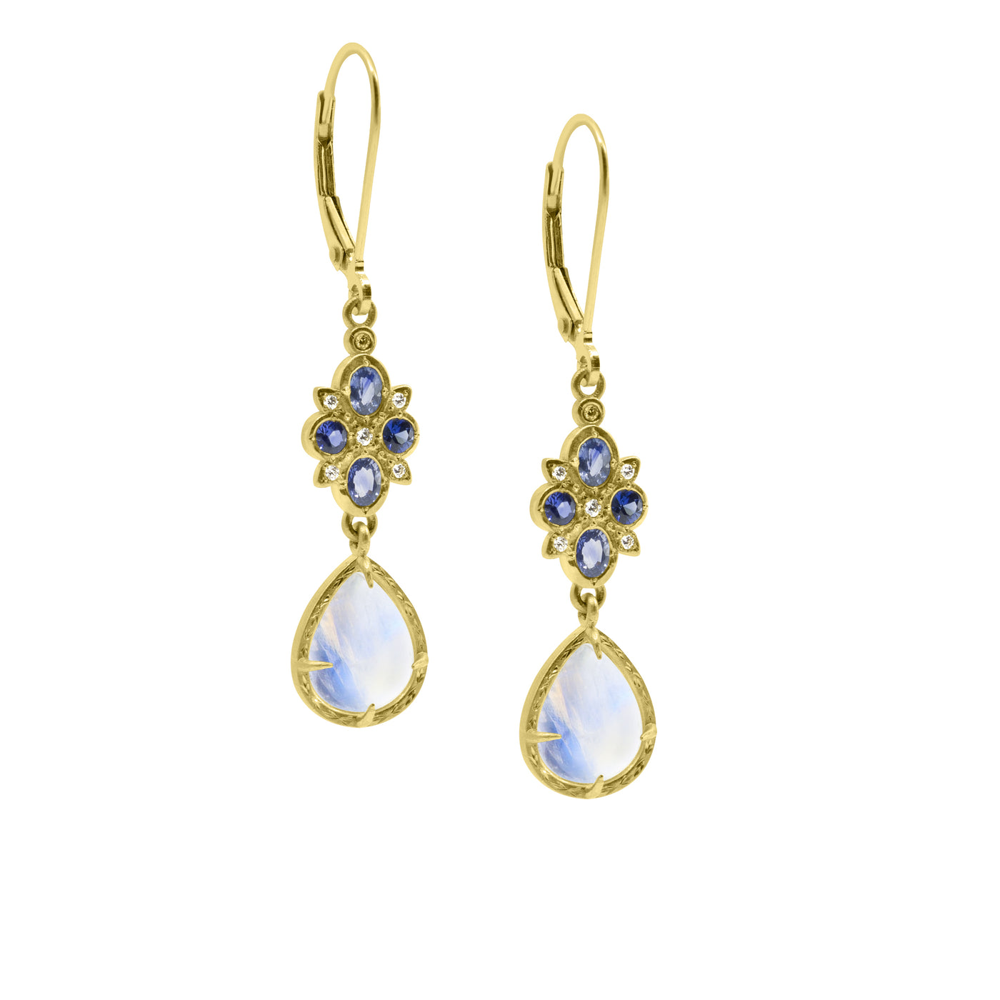 Sapphire Floral Charm Earrings