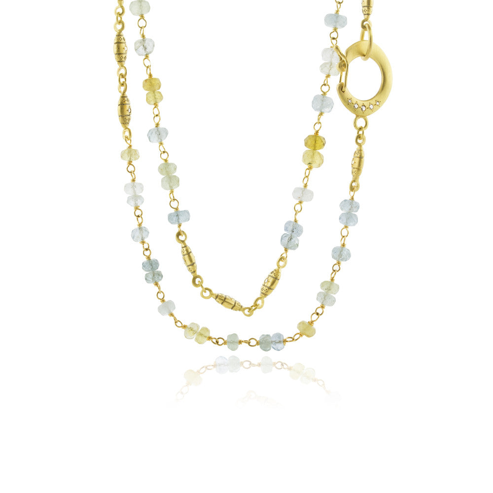 AQUAMARINE BEADED LANTERN NECKLACE
