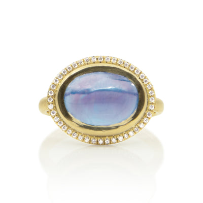 Diamond Halo Moonstone Ring