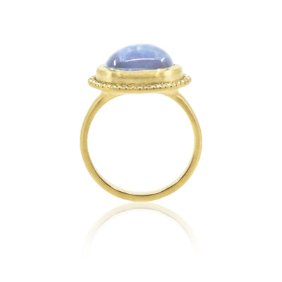 Diamond Halo Moonstone Ring