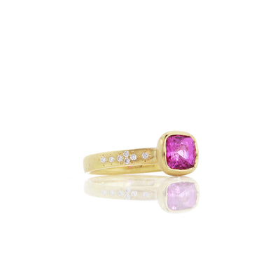 Pink Sapphire Cushion Memories Ring