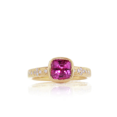 Pink Sapphire Cushion Memories Ring