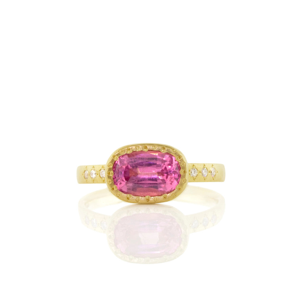 Rectangular Beaded Pink Spinel