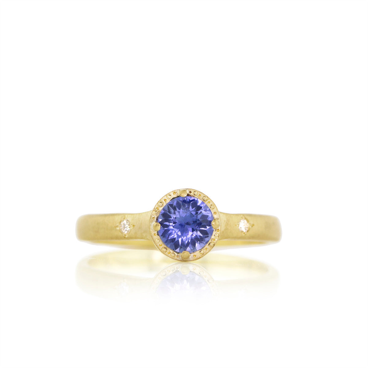 Etched Round Prong Set Ring