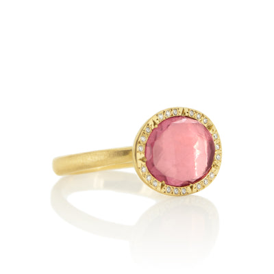 Organic Pink Tourmaline Halo Ring