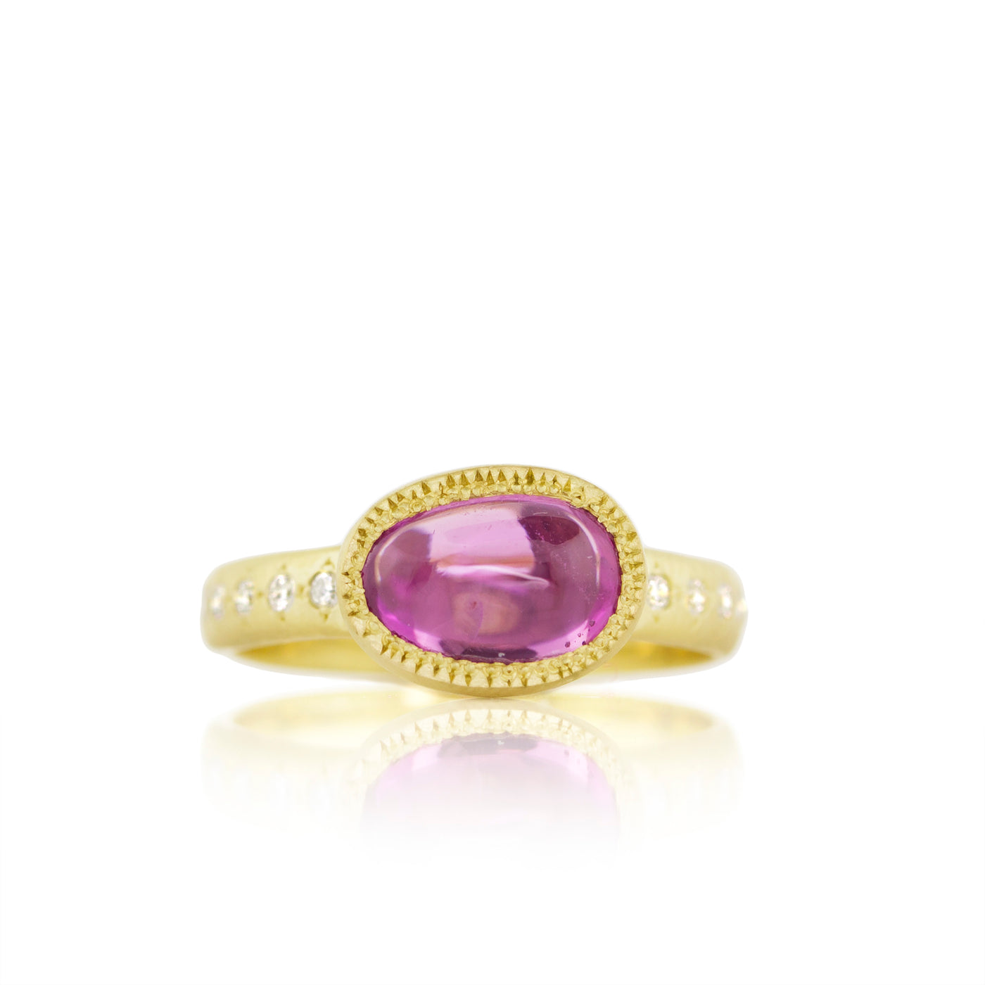 Oval Pink Stained Glass Sapphire Ring