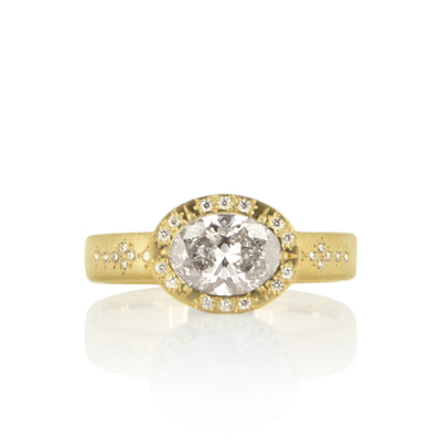 Oval Beaded Horizon Ring