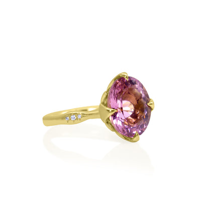 Pink Tourmaline Oval Rosebud Ring
