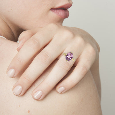 Pink Tourmaline Oval Rosebud Ring