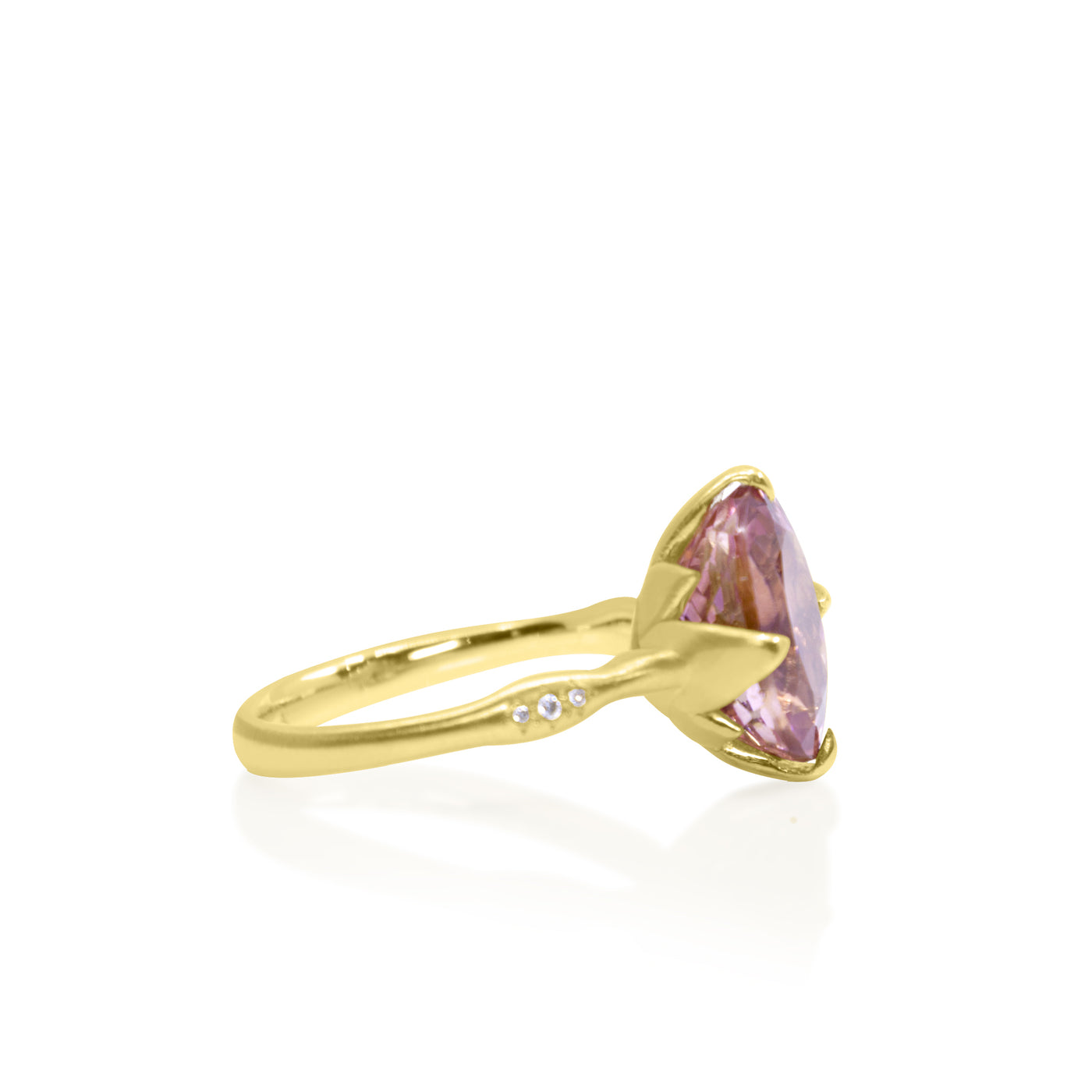Pink Tourmaline Oval Rosebud Ring
