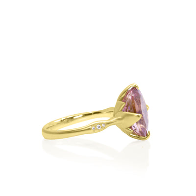 Pink Tourmaline Oval Rosebud Ring