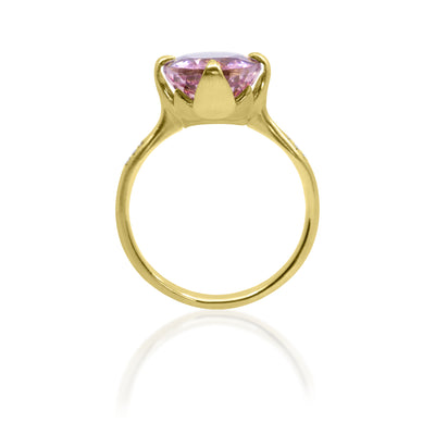 Pink Tourmaline Oval Rosebud Ring