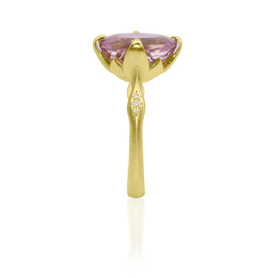 Pink Tourmaline Oval Rosebud Ring