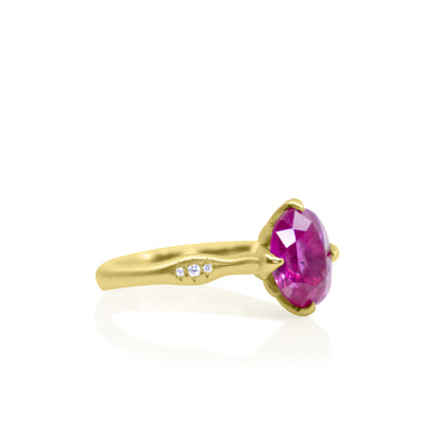 Oval Rosebud with Three Side Stones