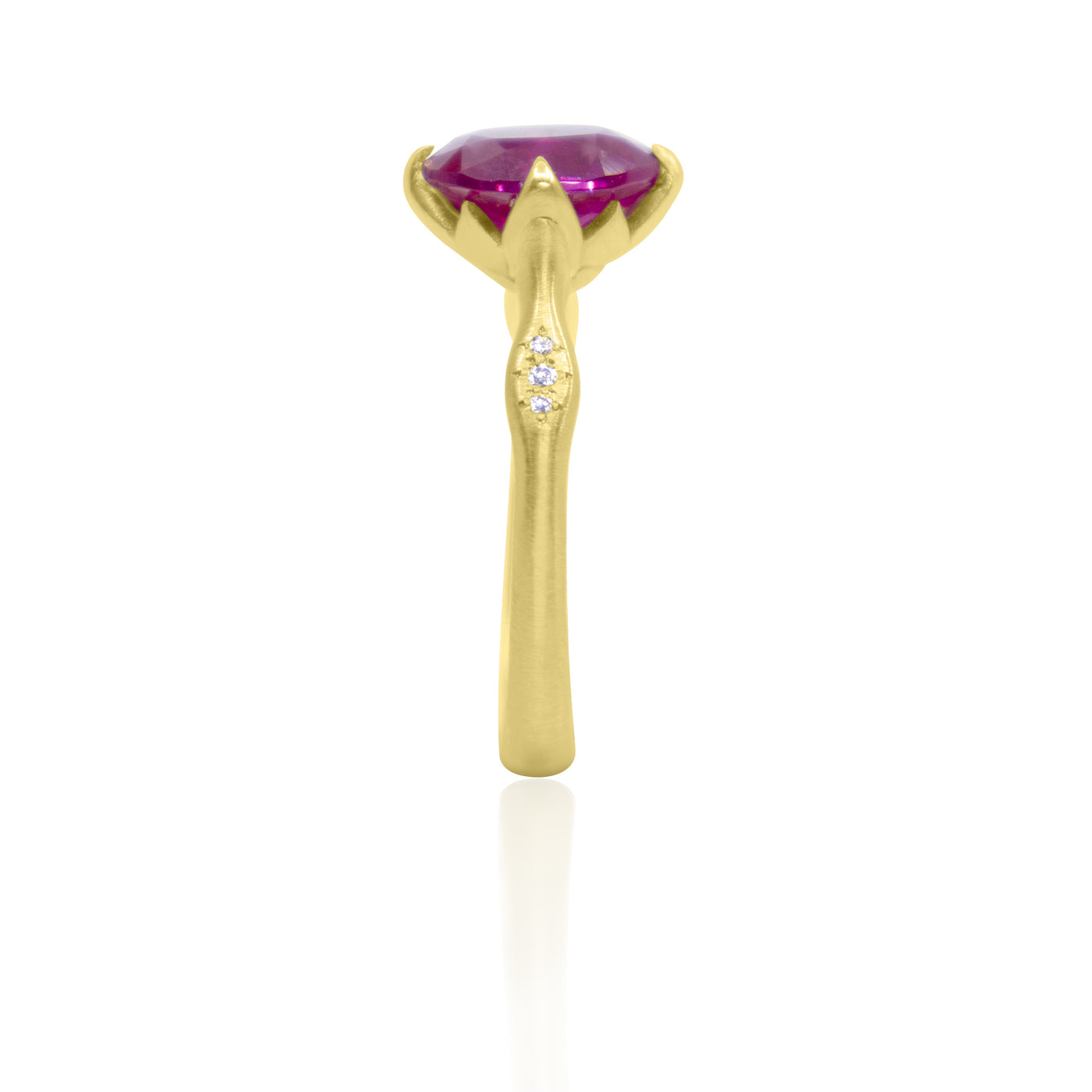 Oval Rosebud with Three Side Stones