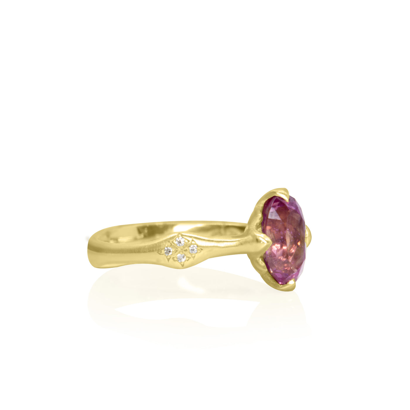 Pink Sapphire Oval Rosebud Ring