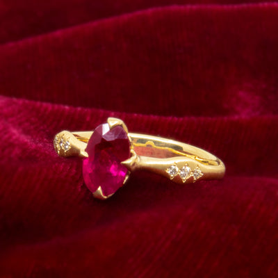 Tourmaline Oval Rosebud Ring