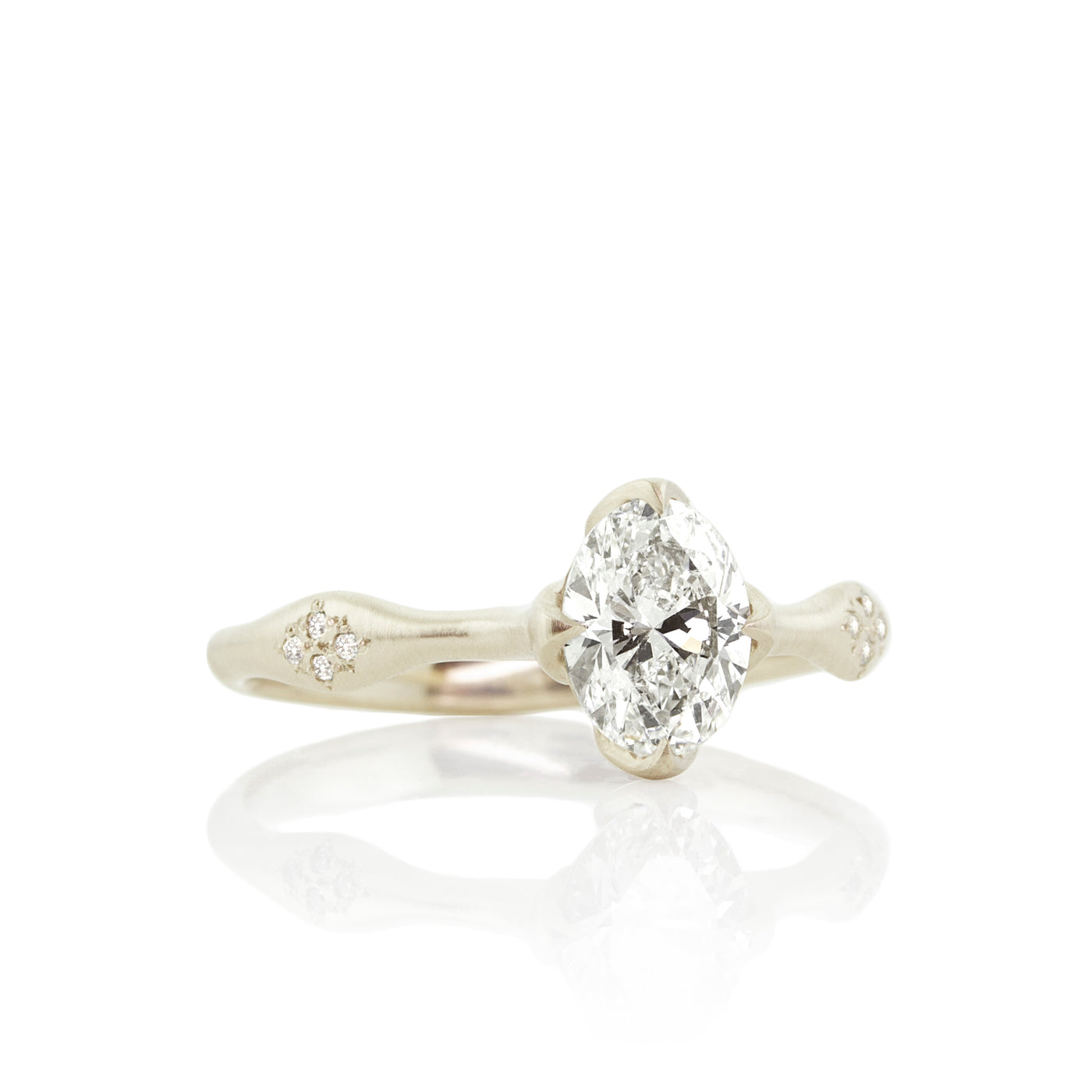 Diamond Oval Rosebud Ring