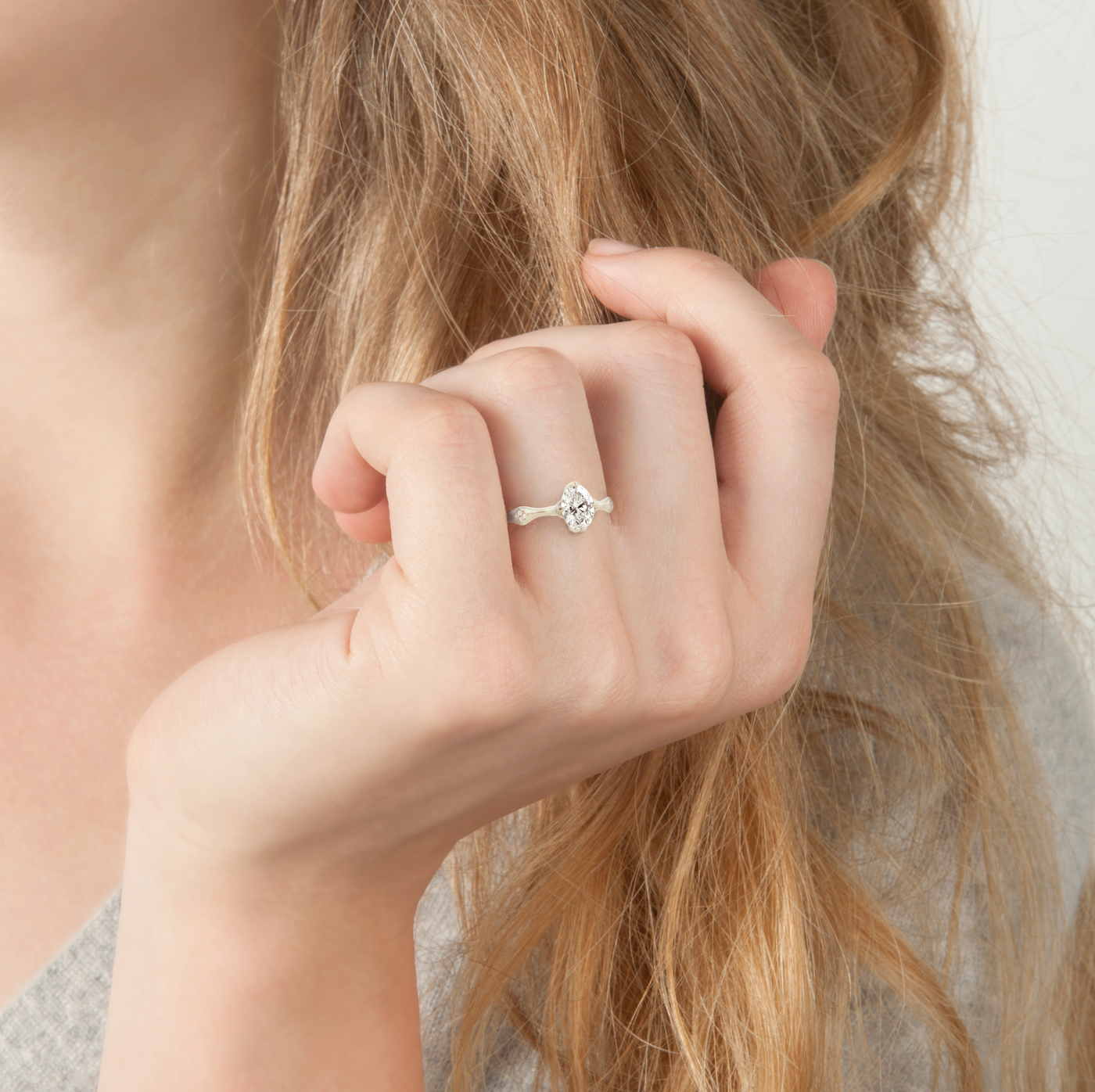 Diamond Oval Rosebud Ring