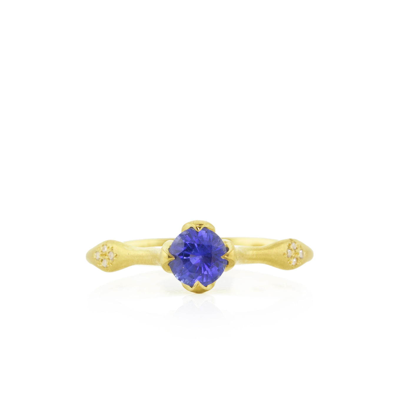 Round Sapphire Rosebud Ring