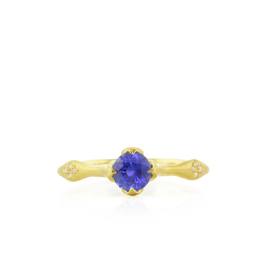 Round Sapphire Rosebud Ring