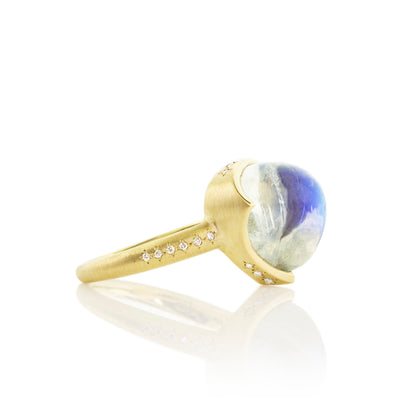 CROWN SET TEARDROP MOONSTONE RING