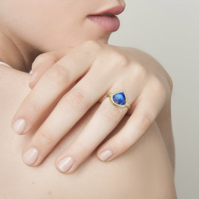 CROWN SET TEARDROP MOONSTONE RING