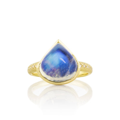 CROWN SET TEARDROP MOONSTONE RING
