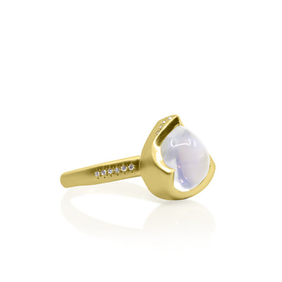 Moonstone Crown Set Teardrop Ring