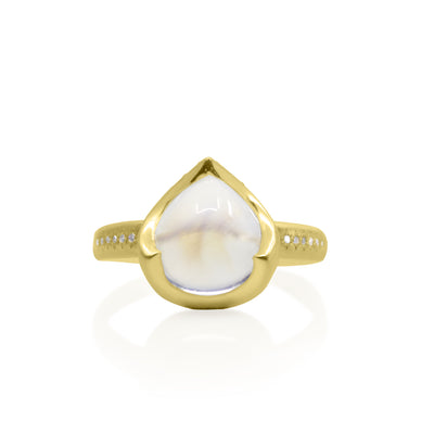Moonstone Crown Set Teardrop Ring