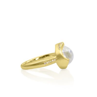 Moonstone Crown Set Teardrop Ring