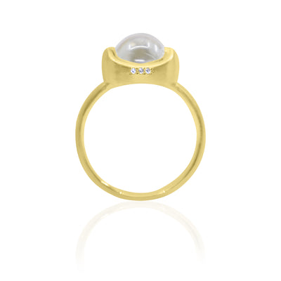 Moonstone Crown Set Teardrop Ring