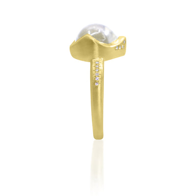 Moonstone Crown Set Teardrop Ring