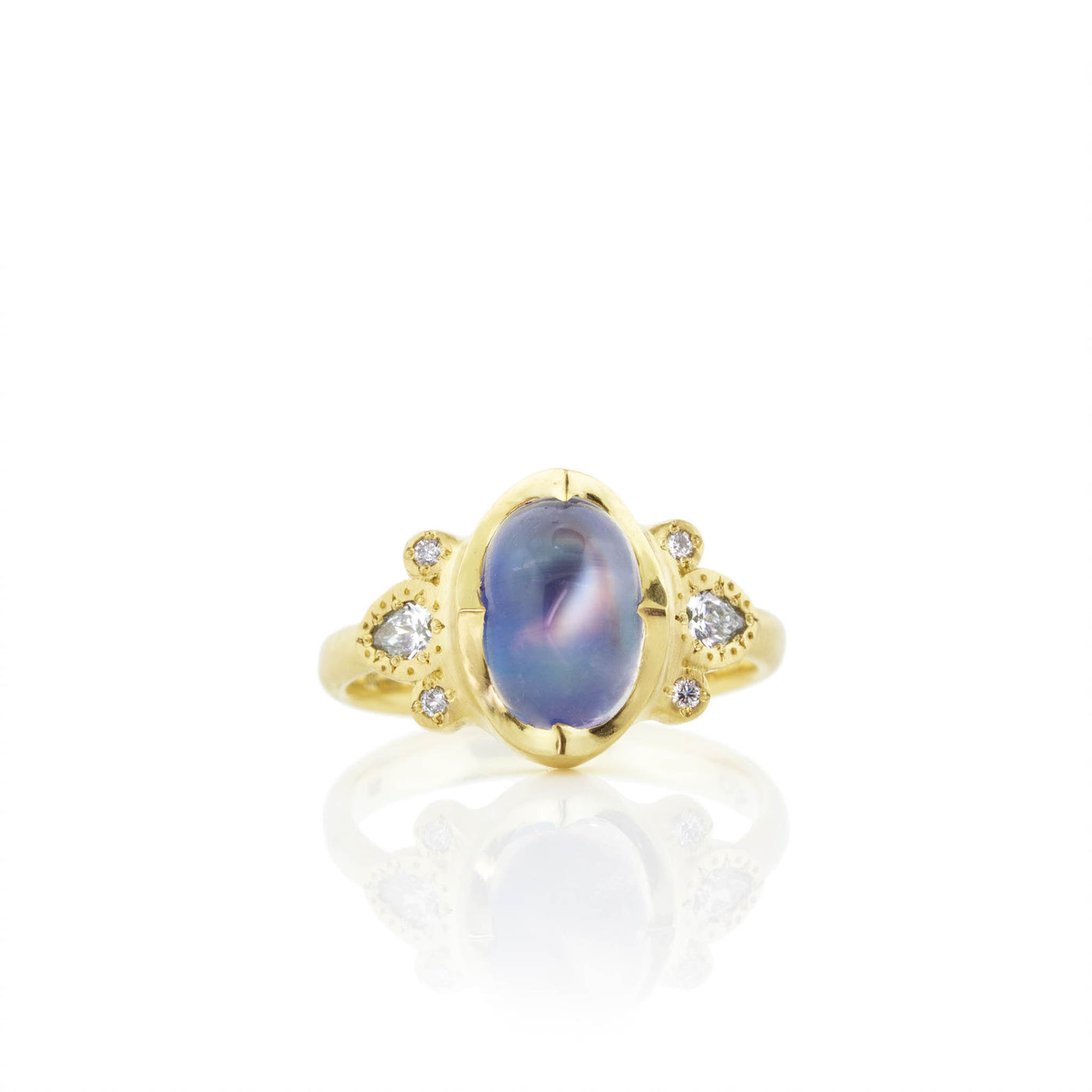 Oval Moonstone and Diamond Ring