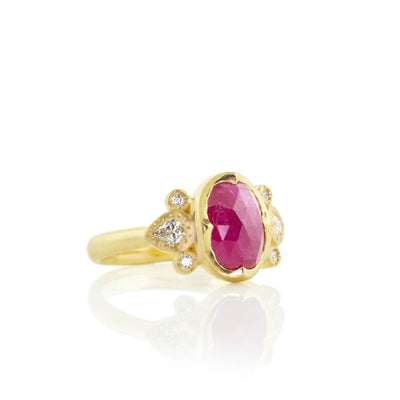 Oval Ruby and Diamond Ring