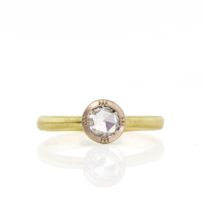 Two Tone Round Rose Cut Ring