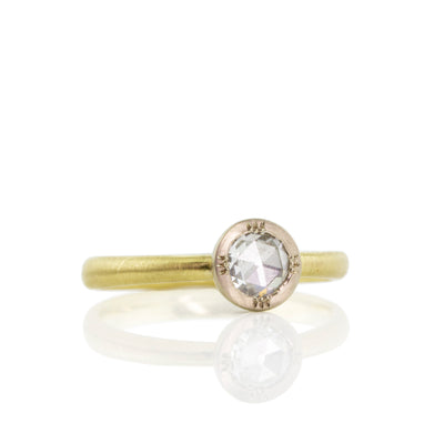 Two Tone Round Rose Cut Ring