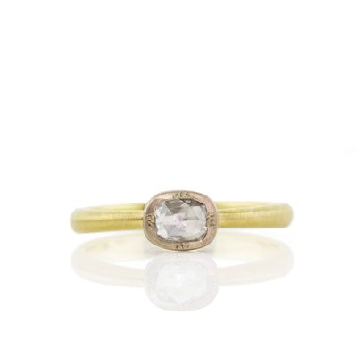 Two Tone Cushion Rose Cut Ring
