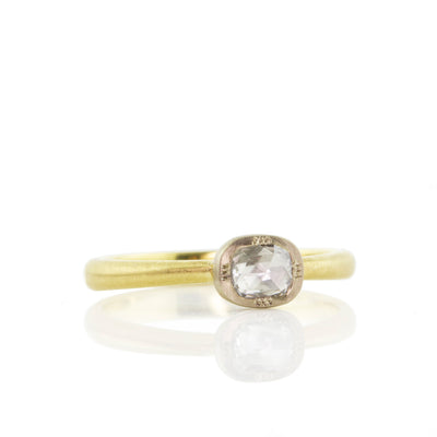 Two Tone Cushion Rose Cut Ring