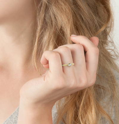 Two Tone Cushion Rose Cut Ring