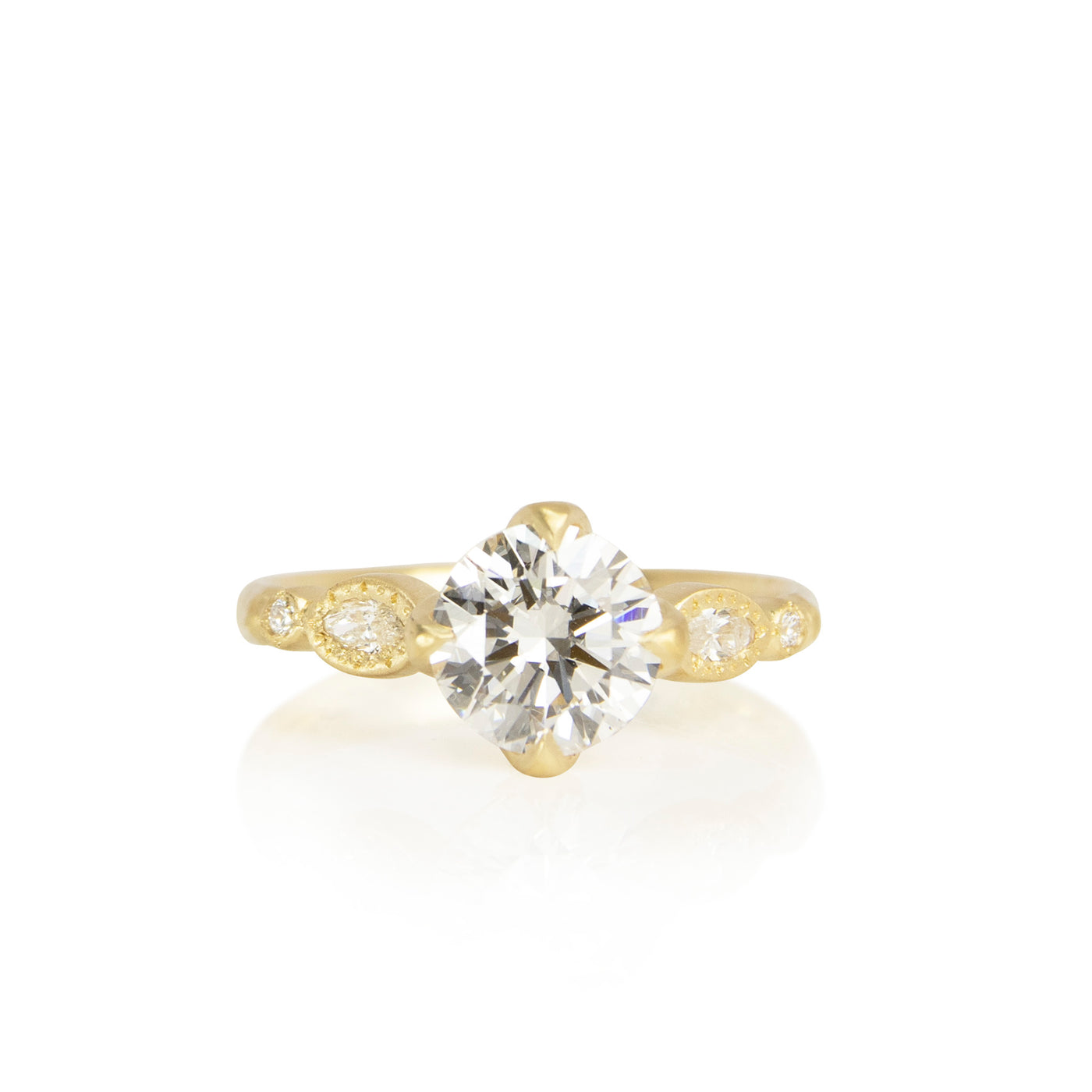 Diamond Oval and Round Rosebud Solitaire
