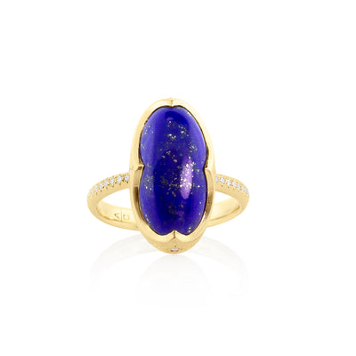 OVAL LAPIS CROWN RING