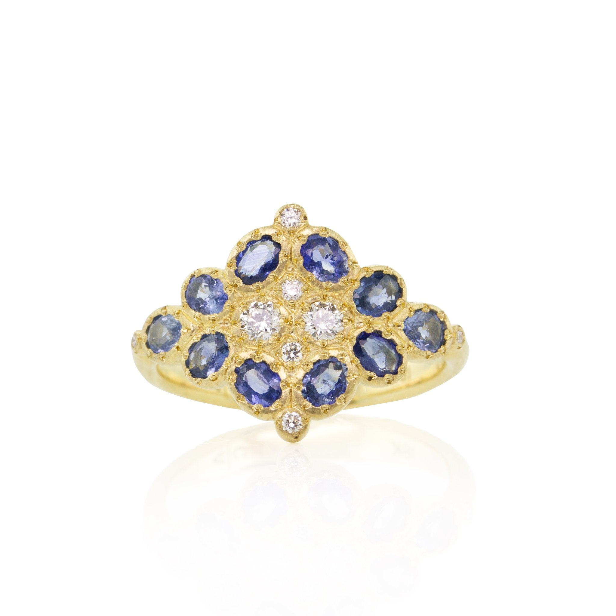 18kt Gold Blue Sapphire Diamond Tessera Ring | Adel Chefridi