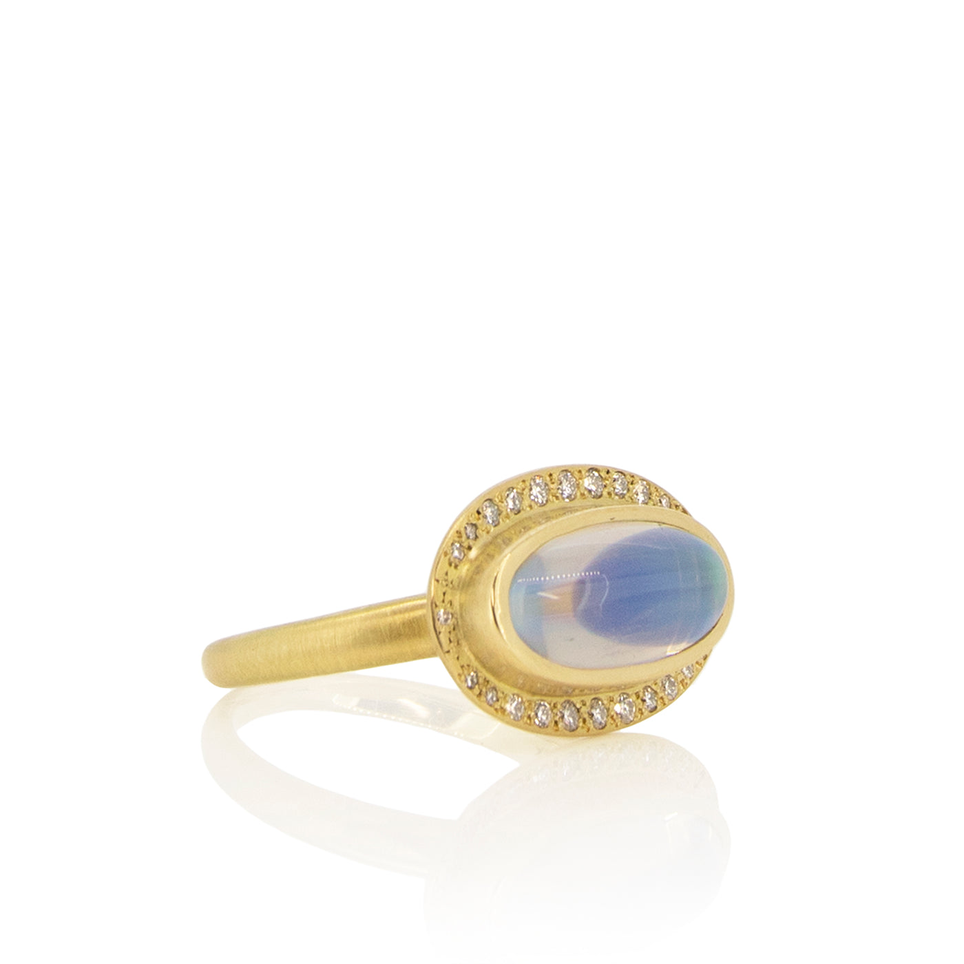 OVAL HALO MOONSTONE RING