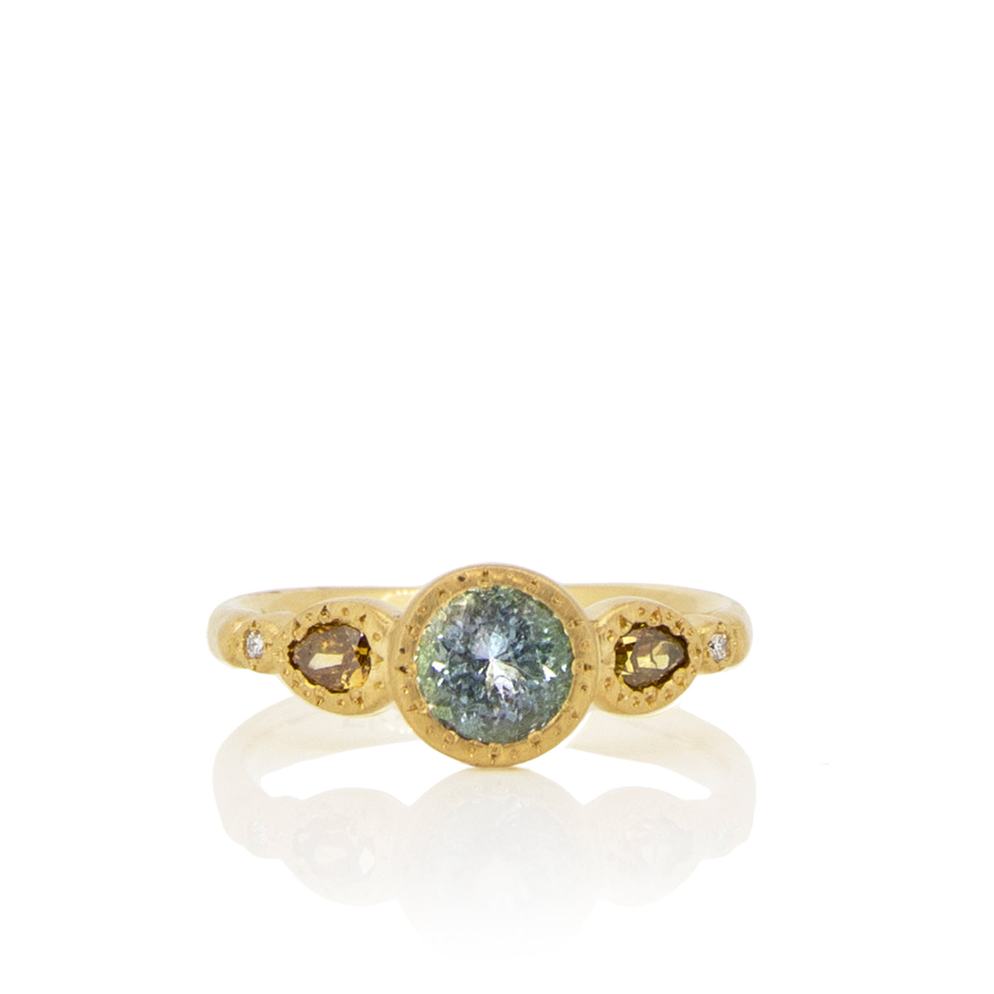 Etched Bezel and Pear Side Ring