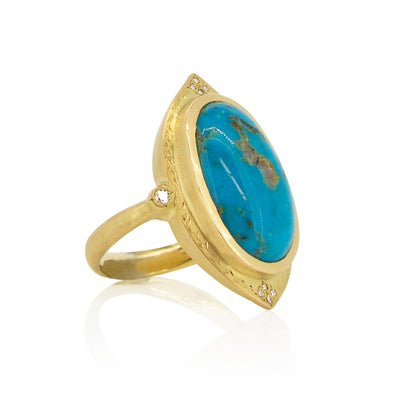 Vertically Set Oval Turquoise Ring