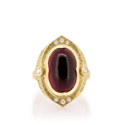 Oval Rubellite Three Tier Ring