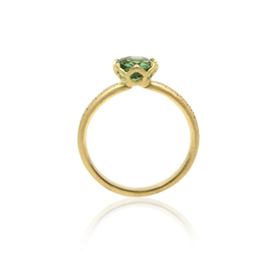 Green Tourmaline Honeycomb Ring