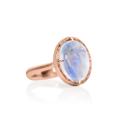 Rose Gold Oval Moonstone Prong Set Ring