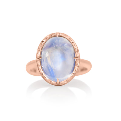 Rose Gold Oval Moonstone Prong Set Ring